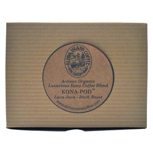 Aloha Island Lava Java Kona Dark Roast Coffee Pods 18ct Box Back