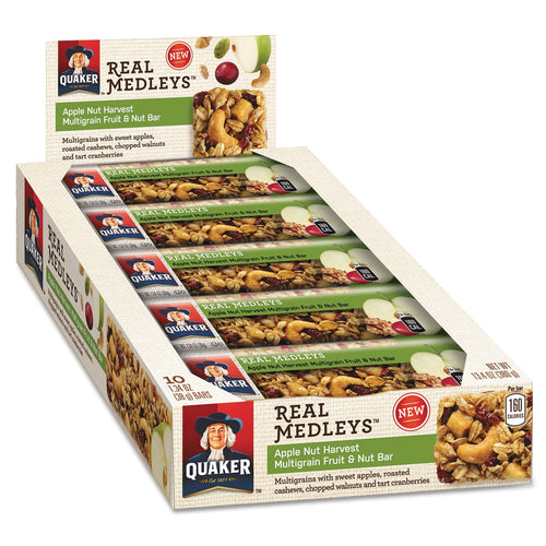 Quaker Real Medleys Fruit & Nut Multigrain Bars Apple Nut Harvest 10ct