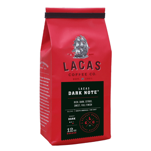 Lacas Coffee Dark Note Ground Coffee 12oz Bag
