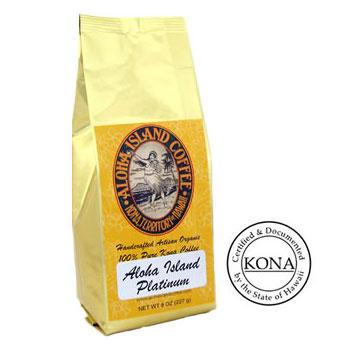 100% Pure Kona Platinum Light Roast Coffee Beans