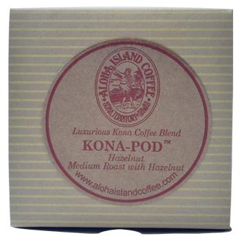 Aloha Island Coffee 100% Pure Estate Hazelnut Kona Coffee Pods - 24ct Box