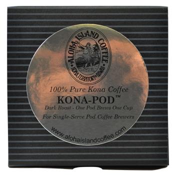 Aloha Island Coffee Dark Roast Kona Coffee Pods Box