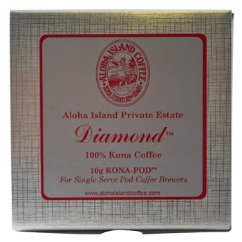 Aloha Island Private Reserve Diamond 100% Kona Coffee Pods 24ct Box