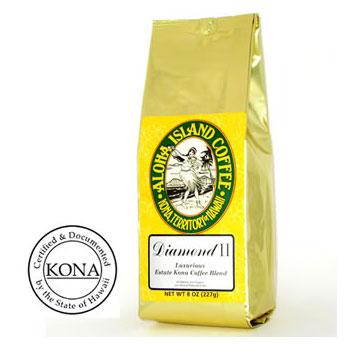 Organic Kona Blend Coffee Diamond II Med-Light Roast Coffee Beans