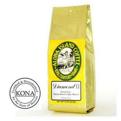 Organic Kona Blend Coffee Diamond II Med-Light Roast Ground Coffee