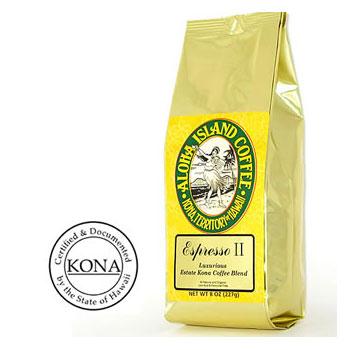 Organic Kona Blend Coffee Espresso II Ground Coffee