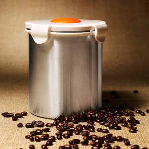 BeanSafe "The Coffee Storage Solution" Stainless Steel w/ White Lid