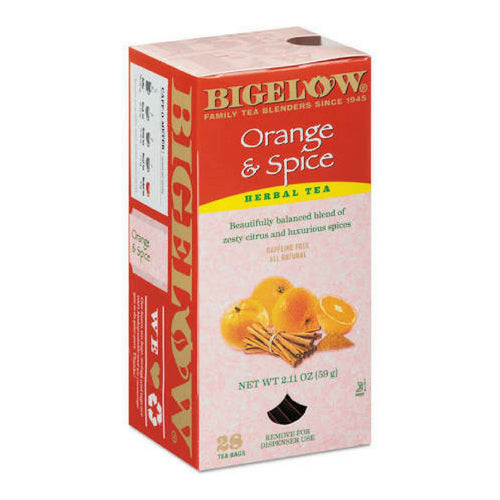 Bigelow's Orange & Spice Herbal Caffeine Free Tea 28ct Box