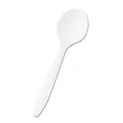 Boardwalk Mediumweight Polypropylene Cutlery White Soup Spoons 1000ct Case