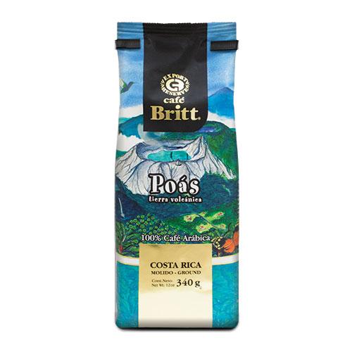 Cafe Britt Poas Volcanic Earth Ground Coffee 12oz Bag