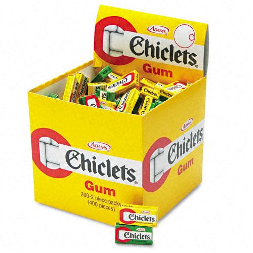 Chiclets Peppermint and Spearmint Chewing Gum 2 Pieces per Pack 200 Pack Display Box