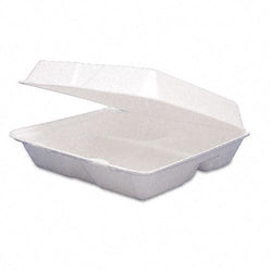 Dart 3 Compartment Styrofoam Hinged Carryout Food Containers 9 1-2 x 9 1-4 x3 Inches 200ct
