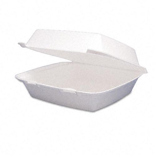 Dart Single Compartment Styrofoam Hinged Carryout Food Containers 8 3-8 x 7 7-8 x 3 1-4 Inches 200ct