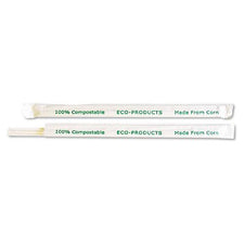 Eco-Products 7 3/4 Inch Clear Compostable Straws 9600ct