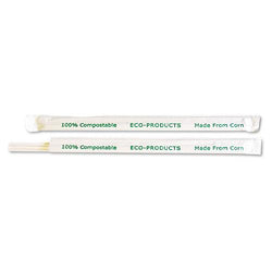 Eco-Products 7 3-4 Inch Clear Compostable Straws 9600ct