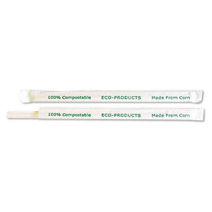 Eco-Products 7 3-4 Inch Clear Compostable Straws 9600ct
