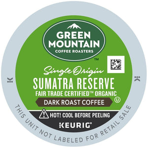 Green Mountain Coffee Fair Trade Organic Sumatran Reserve K-Cups 96ct Extra Bold