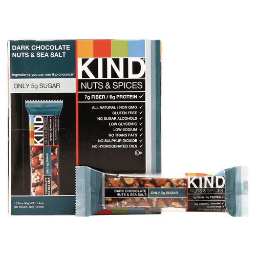 KIND Nuts and Spices Bar Dark Chocolate Nuts and Sea Salt 12ct