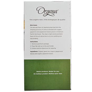 Organa Mint Green Tea Pods 18ct Box right side