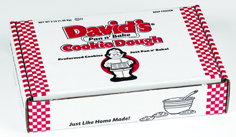 David's Cookies Pre-Formed Frozen Cookie Dough Mac Wht Chunk/Dbl choc w/ PB Chips 96ct box