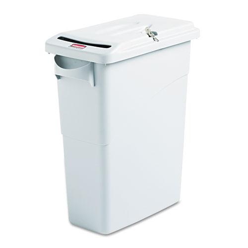 Rubbermaid 15.875 Gallon Light Gray Slim Jim Confidential Document Receptacle with Lid