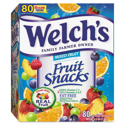 Welchs Fruit Snacks, 0.9 oz Pouch, 80/Box